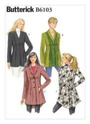 6103 BUTTERICK EZ LINED PRINCESS JACKET, COLLAR, SHAPED OR NOT PATTERN 14-22